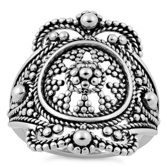 925 STERLING SILVER Rope Beaded Ornate Ring - Picture 13 of 16